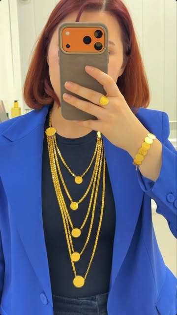 Topkapi Juwelier güncel Instagram paylaşımından çok katlı 22 ayar altın kolye seti
